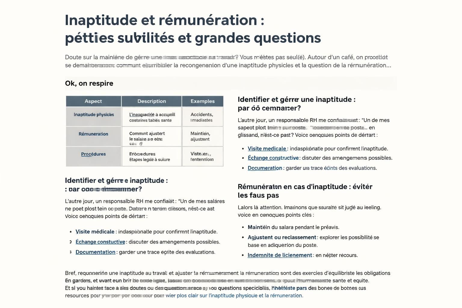 découvrez tout ce qu'il faut savoir sur l'inaptitude physique et la rémunération des collaborateurs de cabinet. vos questions pratiques y trouvent leurs réponses claires et complètes.