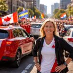 découvrez le témoignage de marinette pichon sur l'ambiance exceptionnelle au canada lors de la coupe du monde, avec des drapeaux flottant fièrement sur les voitures.