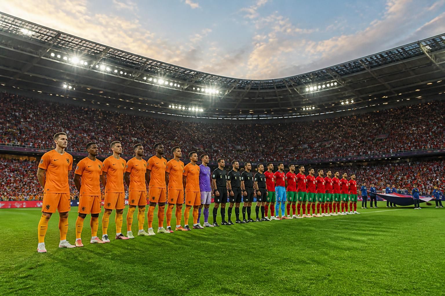 suivez la coupe du monde de football avec eurosport et découvrez les compositions officielles des équipes des pays-bas et du maroc avant leur match crucial.