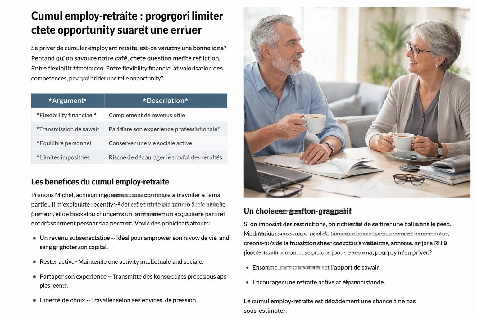 découvrez pourquoi restreindre le cumul emploi-retraite pourrait être une erreur, et comment cette opportunité bénéficie aux retraités et à l'économie.