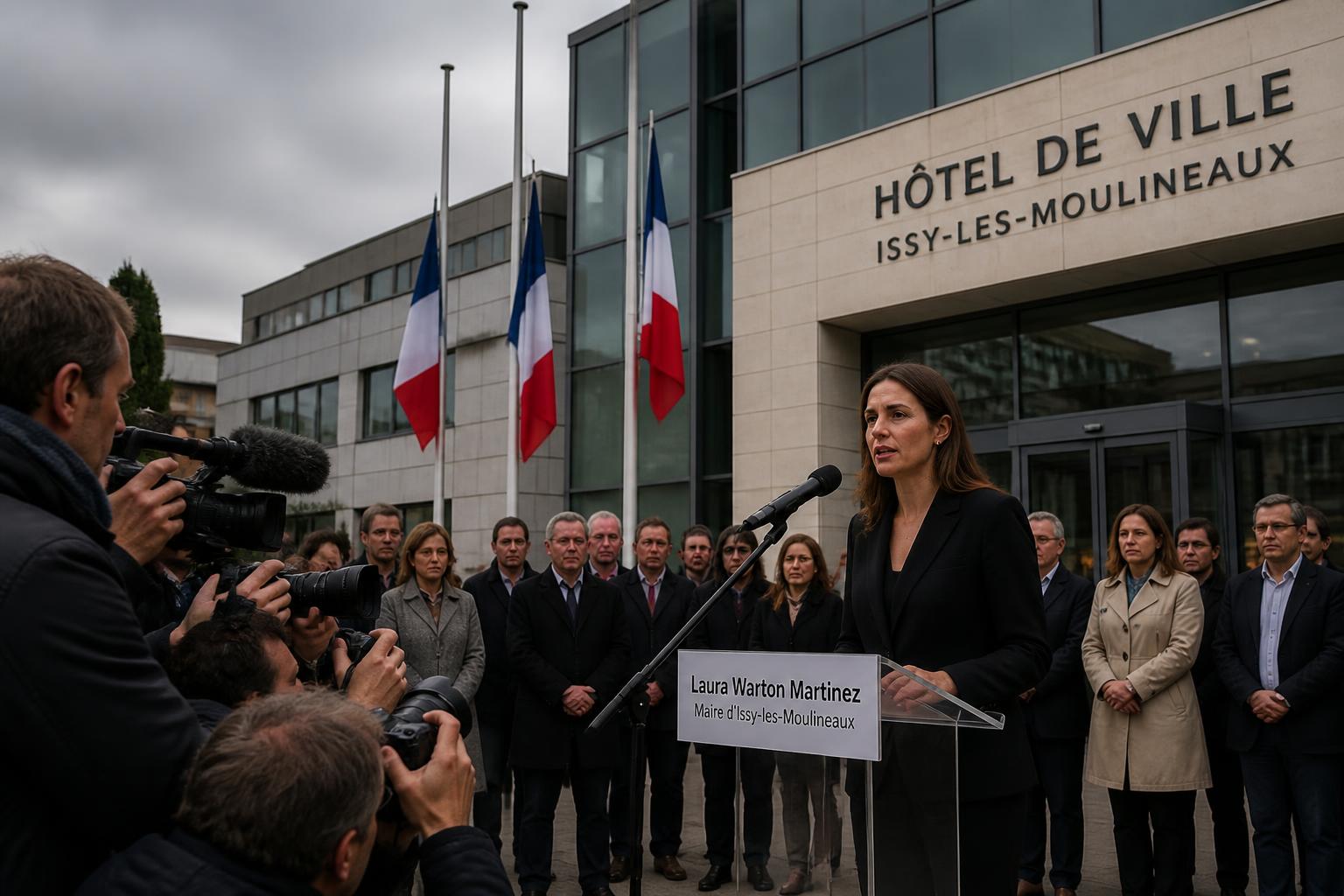 annonce du décès d'andré santini, maire d'issy-les-moulineaux, et appel de laura warton martinez pour la tenue de nouvelles élections municipales, rapporté par rmc.