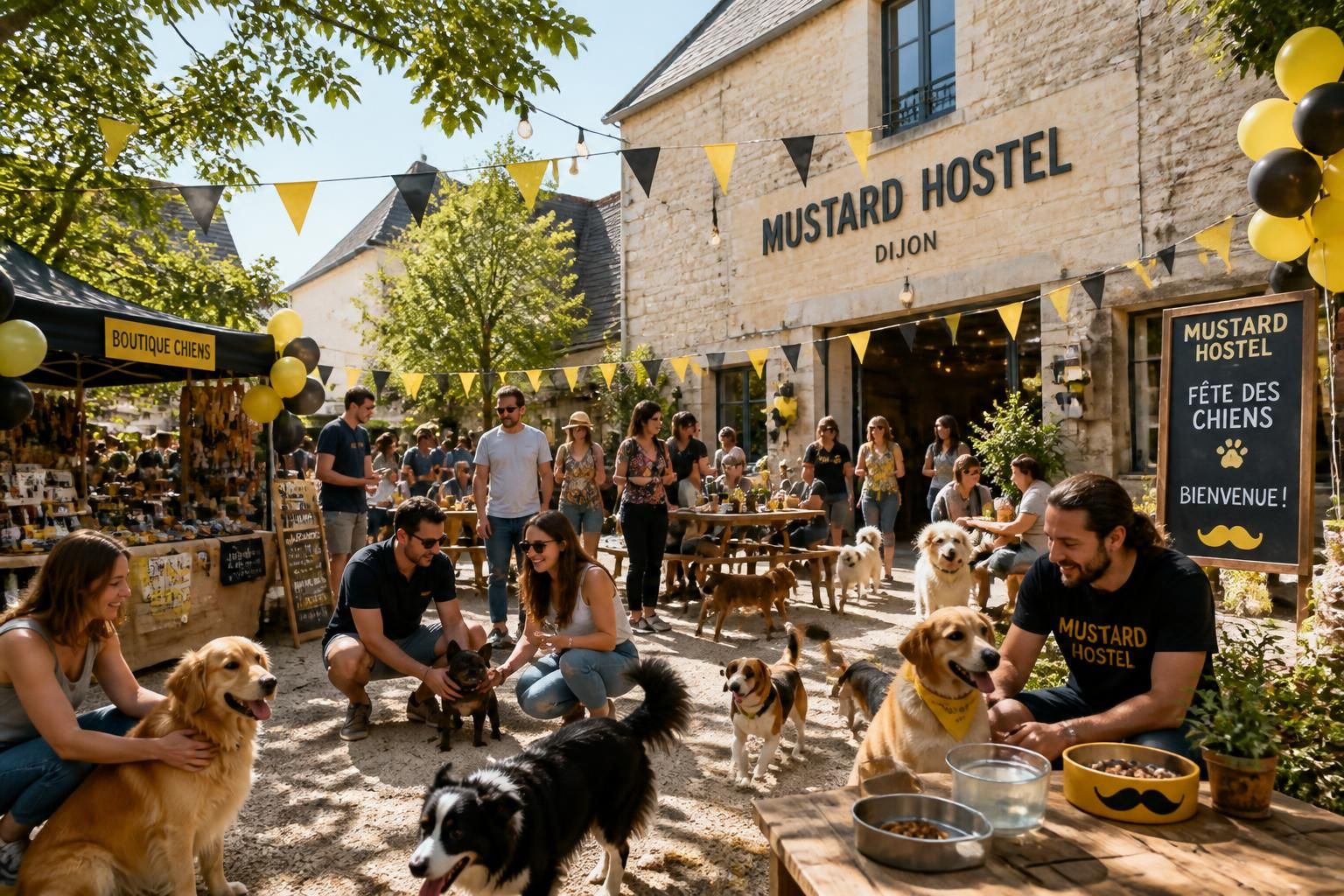 découvrez une journée festive unique dédiée aux chiens au mustard hostel de dijon. animations, jeux et surprises pour les amoureux des chiens et leurs compagnons à quatre pattes.