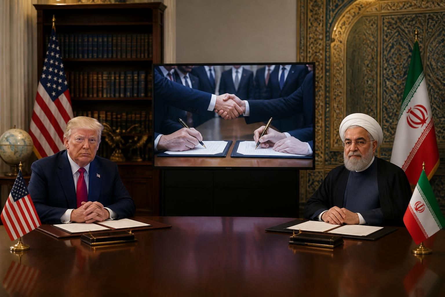 suivez en direct la guerre au moyen-orient avec la signature historique à distance d'un protocole d'accord entre les présidents iranien et américain pour mettre fin au conflit.