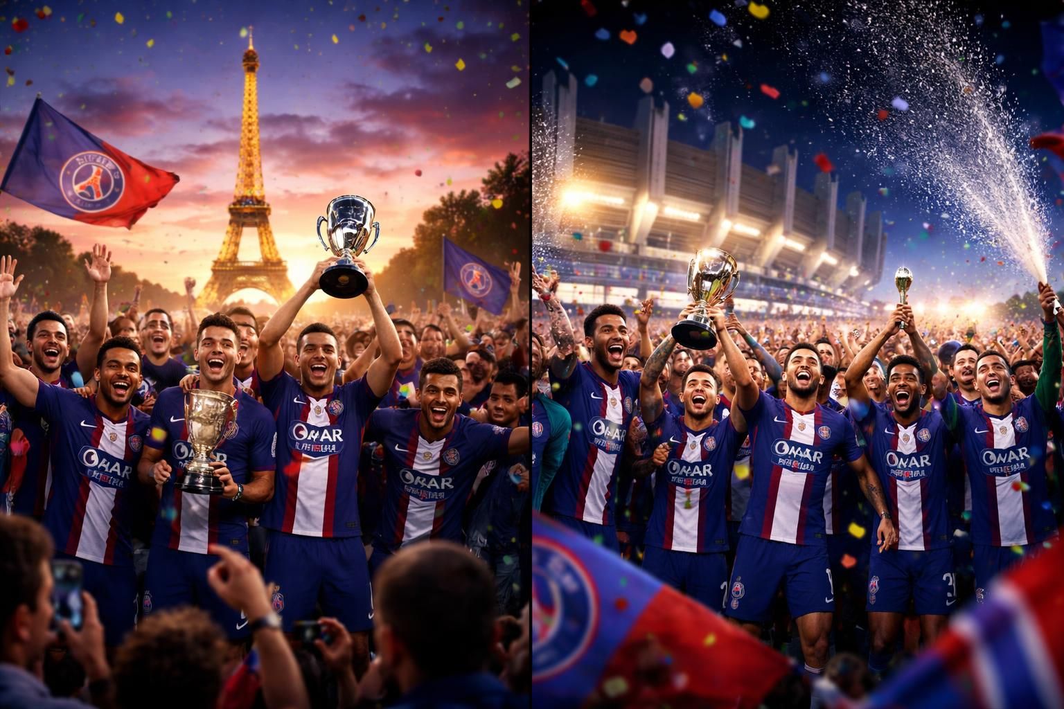 découvrez les images incontournables des festivités joyeuses des joueurs parisiens au champ-de-mars et au parc des princes, moments forts et souvenirs mémorables capturés en photos.