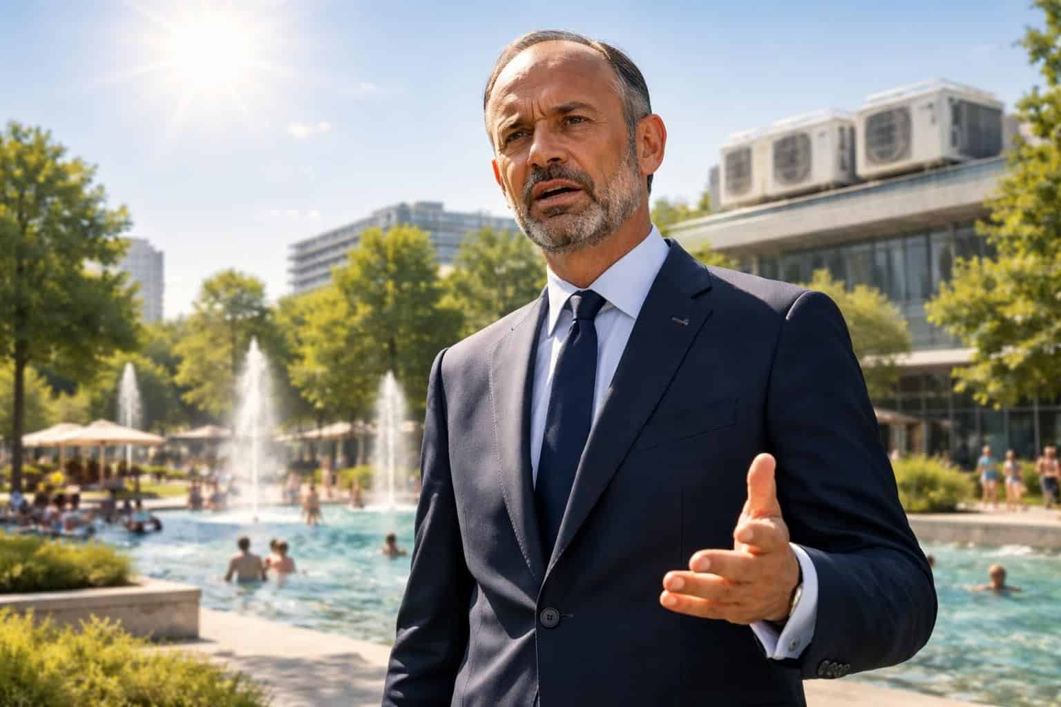 édouard philippe présente des mesures ambitieuses pour lutter contre la canicule, incluant la climatisation massive des espaces publics et un plan baignade national pour protéger les citoyens durant les pics de chaleur.