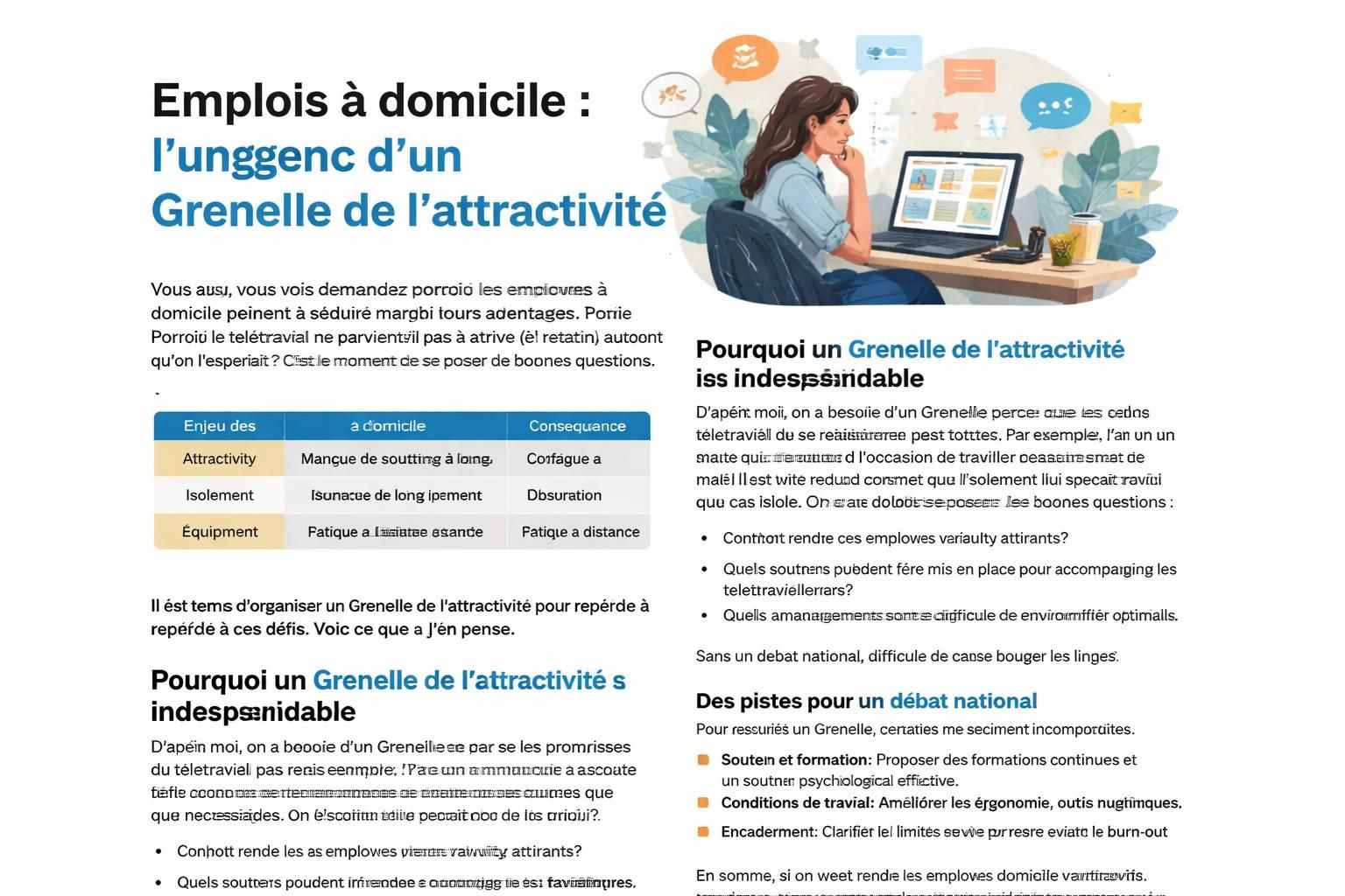 découvrez l'urgence d'un grenelle de l’attractivité pour dynamiser les emplois à domicile et répondre aux besoins croissants du secteur.