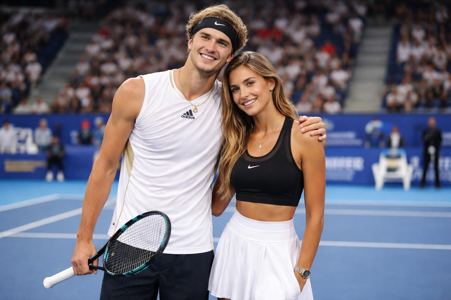 découvrez en images alexander zverev et sa compagne, la mannequin sophia thomalla, réunis et complices sur le court lors de l'open sud de france 2022 à montpellier.