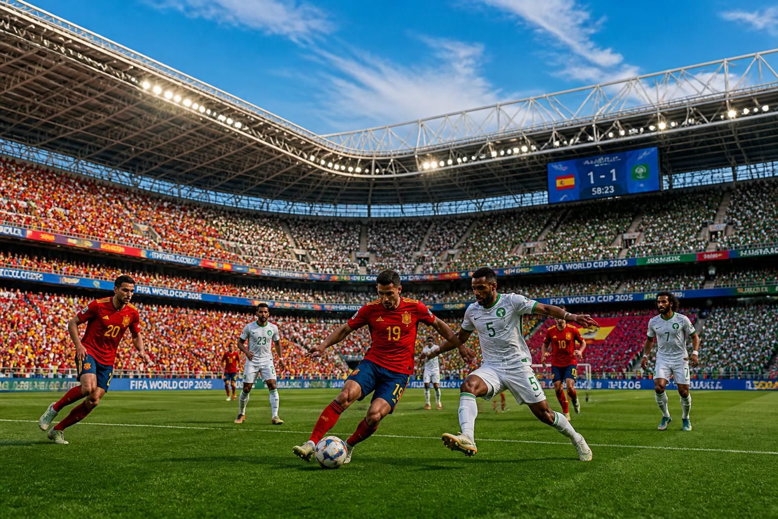 suivez en direct le match de la coupe du monde 2026 entre l'espagne et l'arabie saoudite le 21 juin. ne manquez aucune action et vivez chaque moment en temps réel.