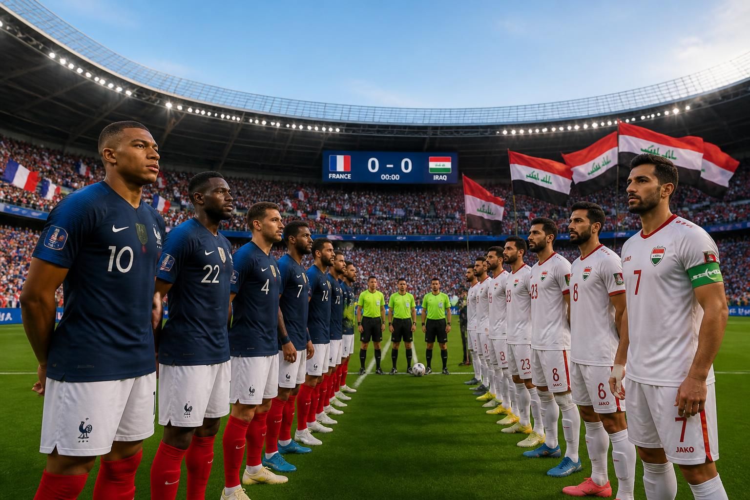 découvrez la composition officielle de l'équipe de france pour le match contre l'irak. suivez l'affrontement passionnant des bleus sur dicodusport avec toutes les infos en direct.