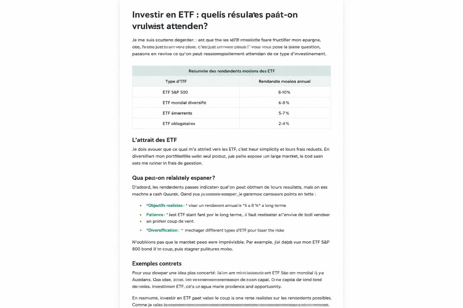 découvrez quel rendement concret vous pouvez espérer en investissant dans des etf, avec une analyse claire et des conseils pour optimiser vos gains.