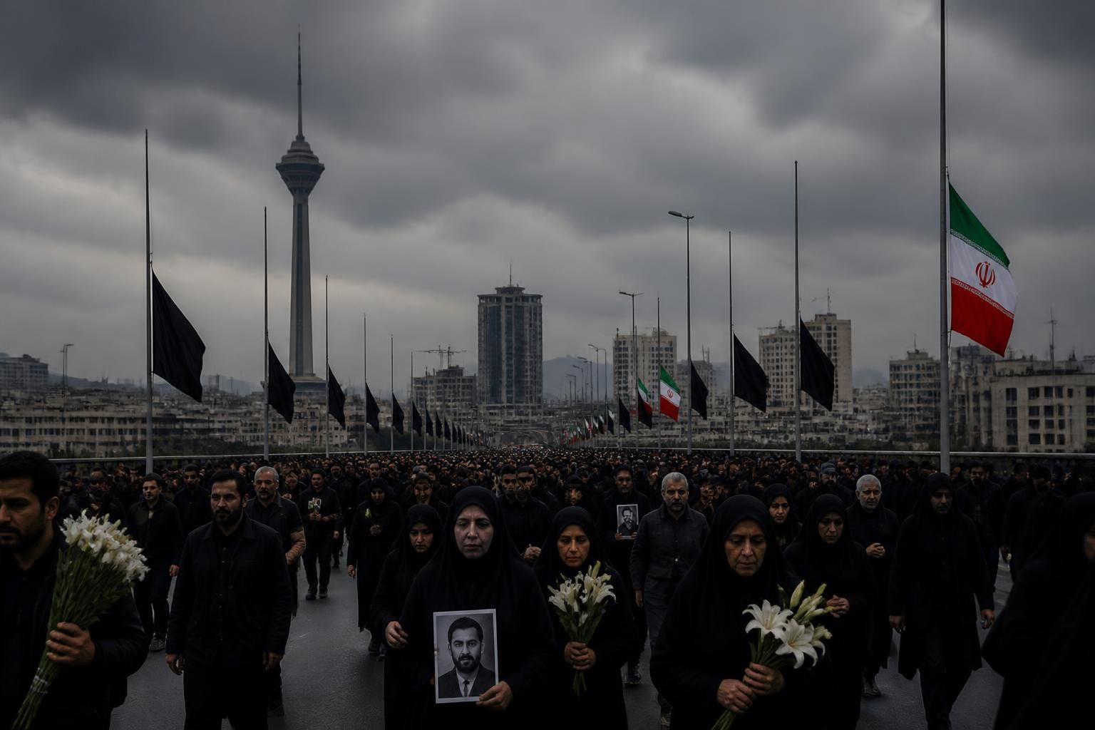 trois jours de deuil officiel et de congés à téhéran en iran pour honorer les funérailles d'ali khamenei, marquant un moment historique et solennel.