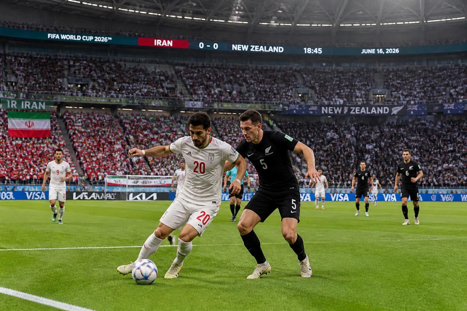 suivez en direct le match passionnant entre l'iran et la nouvelle-zélande lors de la coupe du monde 2026, le 16 juin. ne manquez aucune action de ce choc international !