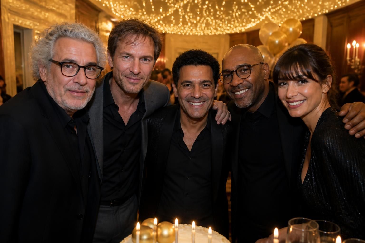 jamel debbouze fête ses 51 ans entouré de ses proches dont alain chabat, philippe lacheau, samuel bambi et sa complice. retour en images sur une soirée exceptionnelle et pleine d'émotions.