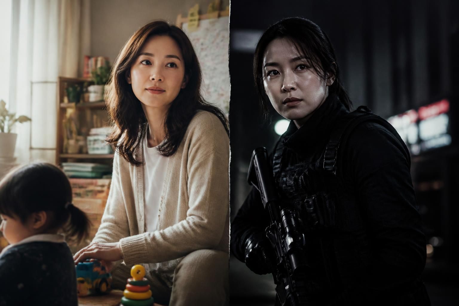 découvrez kong hyo jin dans son nouveau k-drama captivant où elle joue le rôle d'une mère de jour et d'une tueuse d’élite de nuit, mêlant émotions et action intense.