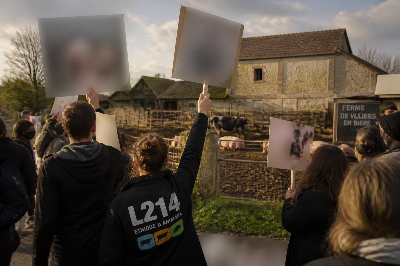 l214 mène une action percutante à villiers-en-bière pour défendre le bien-être animal et sensibiliser le public aux conditions de vie des animaux.