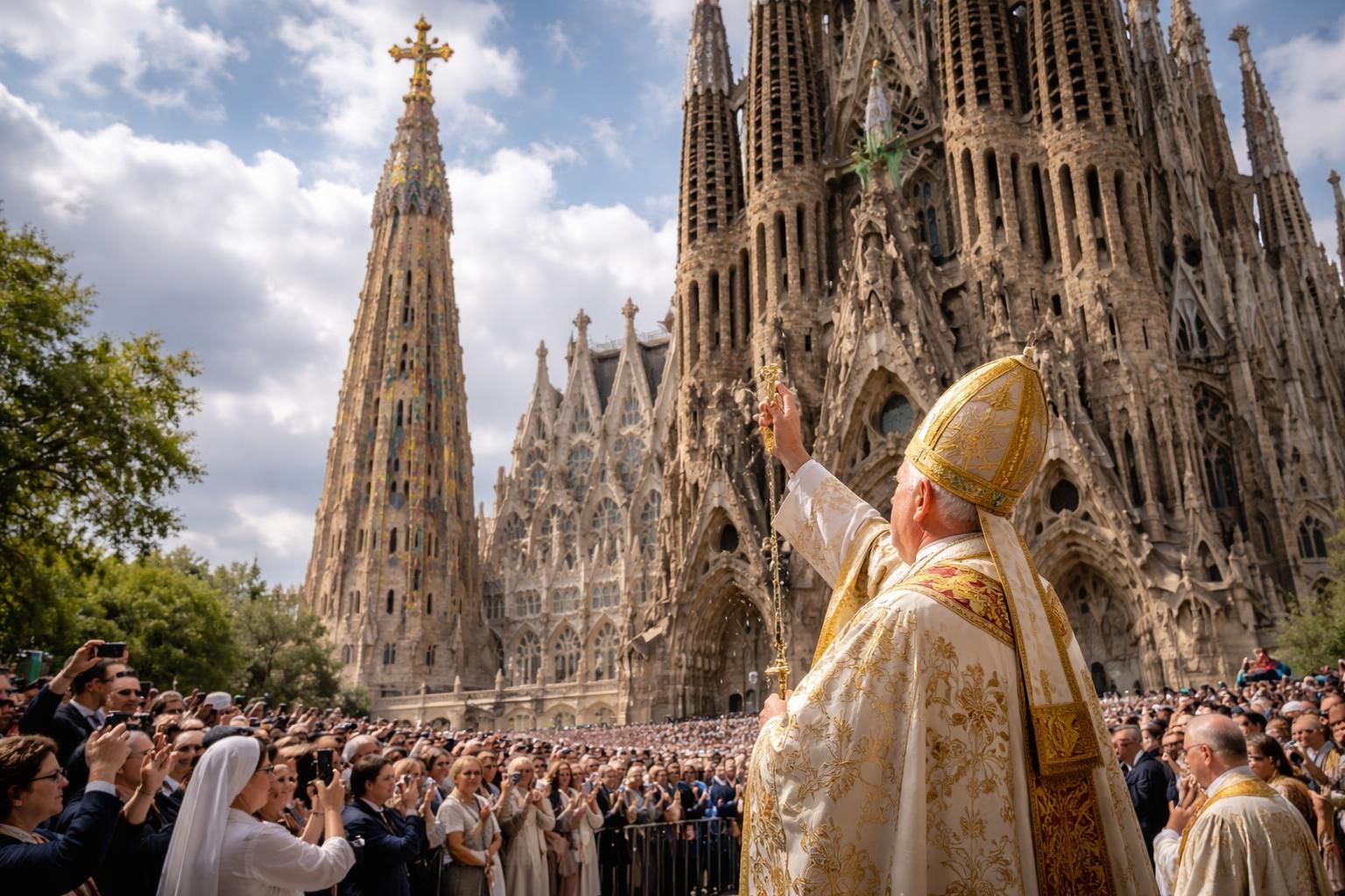 le pape léon xiv consacrera la plus haute tour de la sagrada familia, marquant un moment historique pour ce chef-d'œuvre iconique de gaudí.