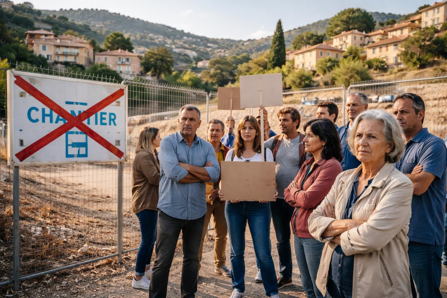 les habitants d'une commune proche de nice s'opposent à la construction d'un nouvel hôpital, craignant des nuisances et un impact sur leur cadre de vie.