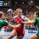 suivez la finale de la ligue des champions de handball avec metz handball prenant une légère avance à la mi-temps face à györ, 18-17, dans un match intense et palpitant.