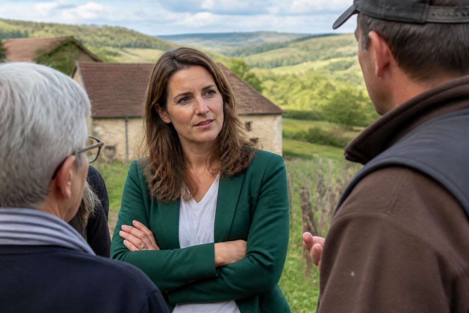 marine tondelier, figure majeure de l'écologie, en visite en dordogne pour débattre des enjeux du commerce rural et promouvoir un développement durable local.