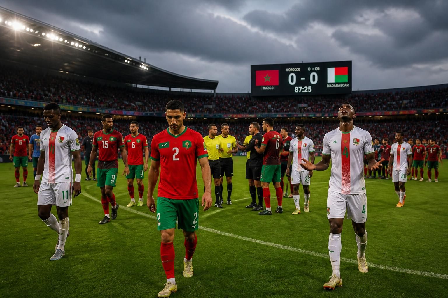 suivez les détails du match interrompu entre le maroc et madagascar, où les joueurs ont quitté le terrain, sur dailysports.net.