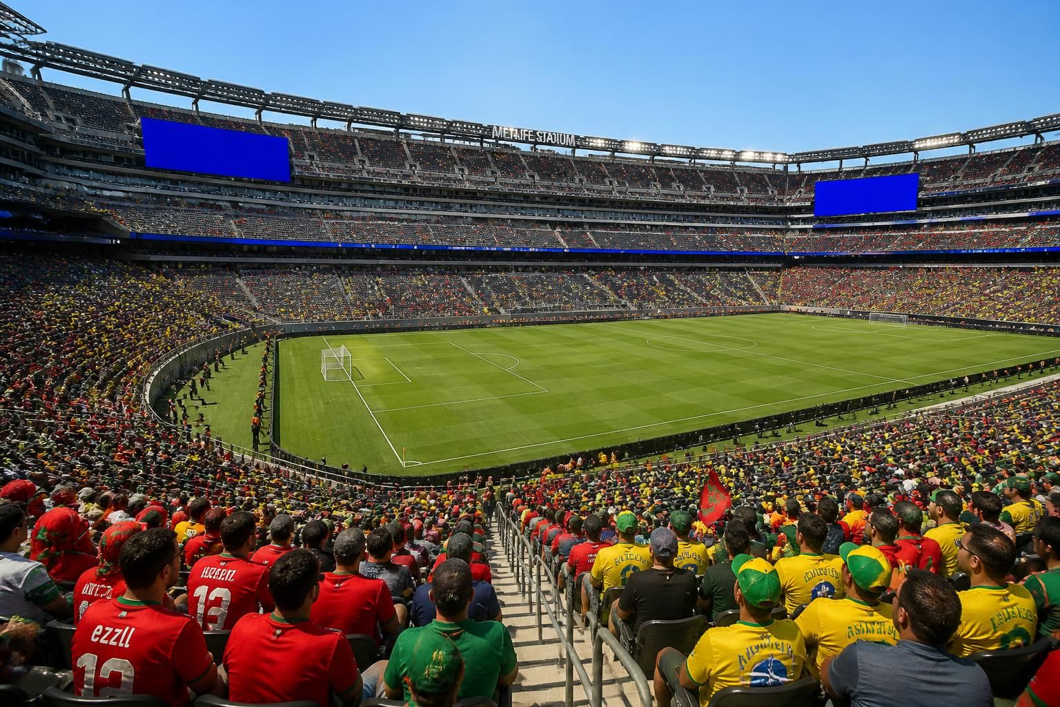 découvrez l'effervescence du metlife stadium à trois jours du match tant attendu entre le maroc et le brésil lors du mondial 2026. plongée exclusive dans les préparatifs et l'ambiance unique de cet affrontement historique.