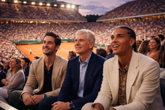 Pierre-Niney-Arsene-Wenger-Stromae.-Un-parterre-de-celebrites-illumine-les-tribunes-de-la-finale-de-Roland-Garros-640x427 Timothée Chalamet et Kylie Jenner : Un duo complice refait surface après six mois d'absence