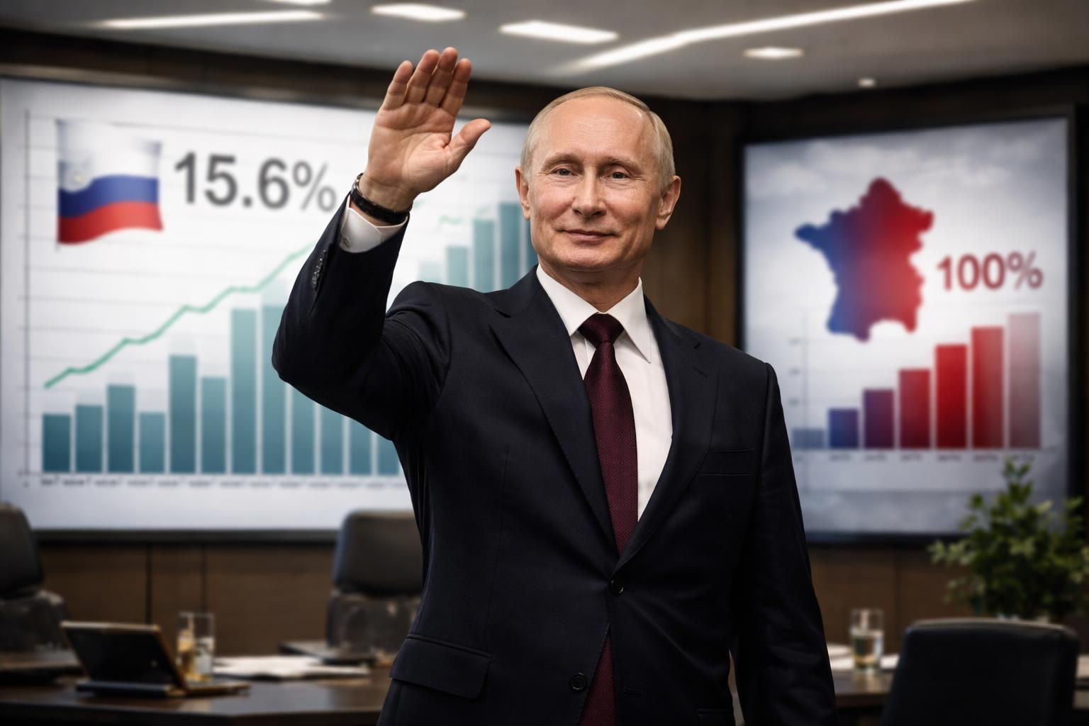 poutine met en avant la solidité financière de la russie avec une dette publique à 15,6% du pib, tout en critiquant la france dont la dette dépasse les 100% du pib.