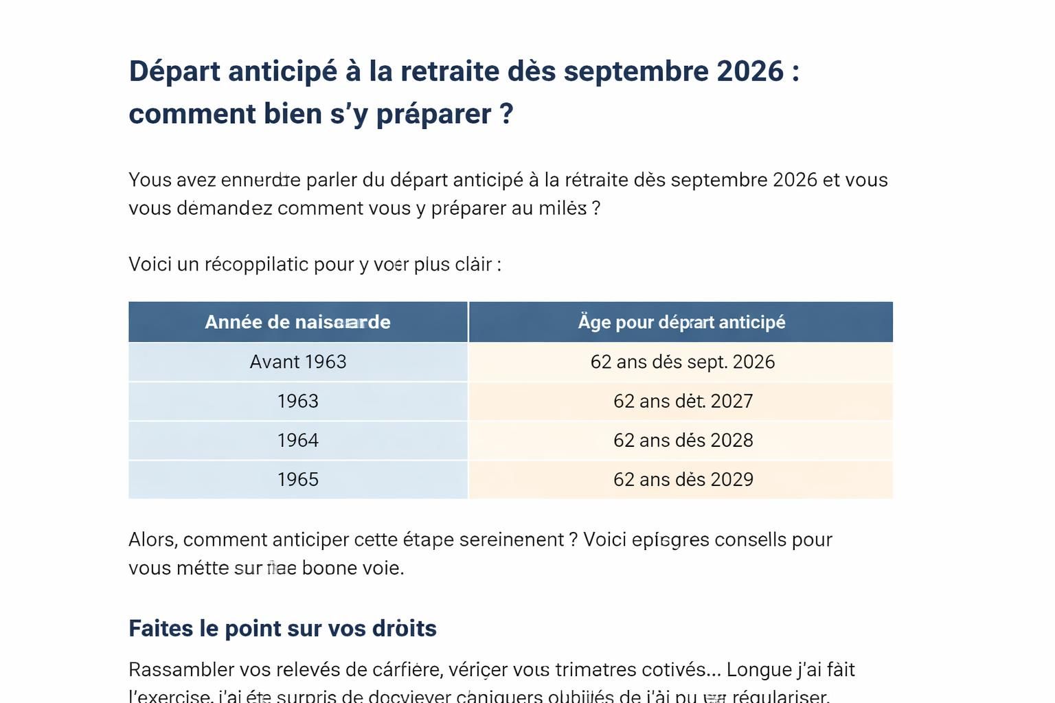 découvrez les conditions de départ anticipé à la retraite dès septembre 2026 pour les français nés avant cette échéance et préparez votre avenir sereinement.