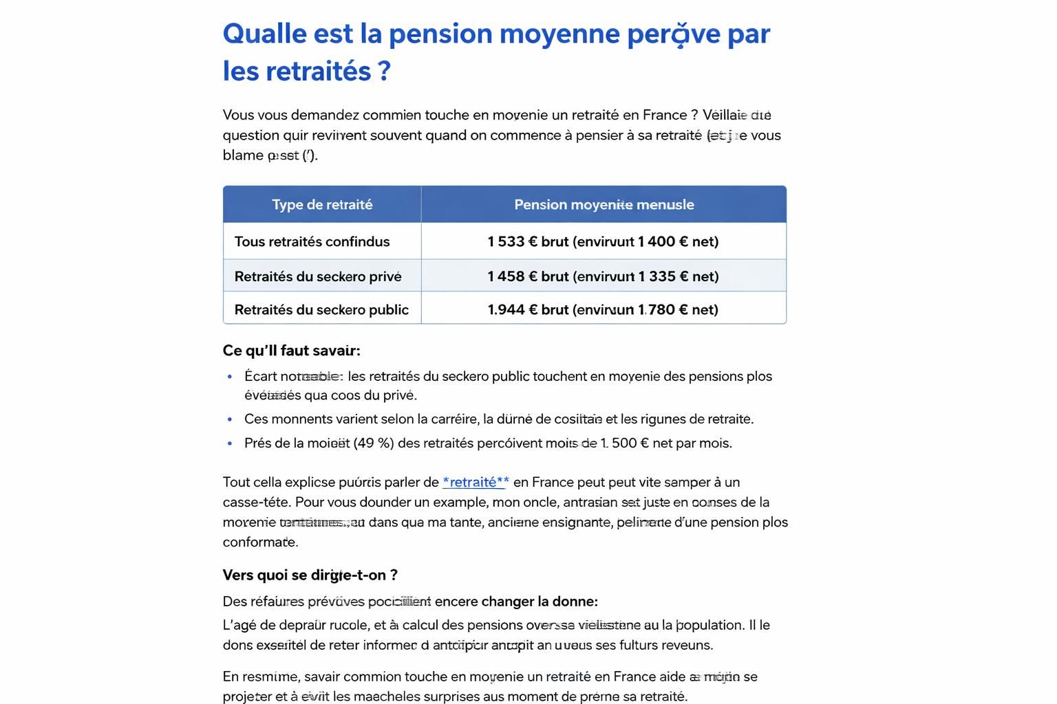 découvrez quelle est la pension moyenne perçue par les retraités en france et les facteurs qui influencent le montant de la retraite.