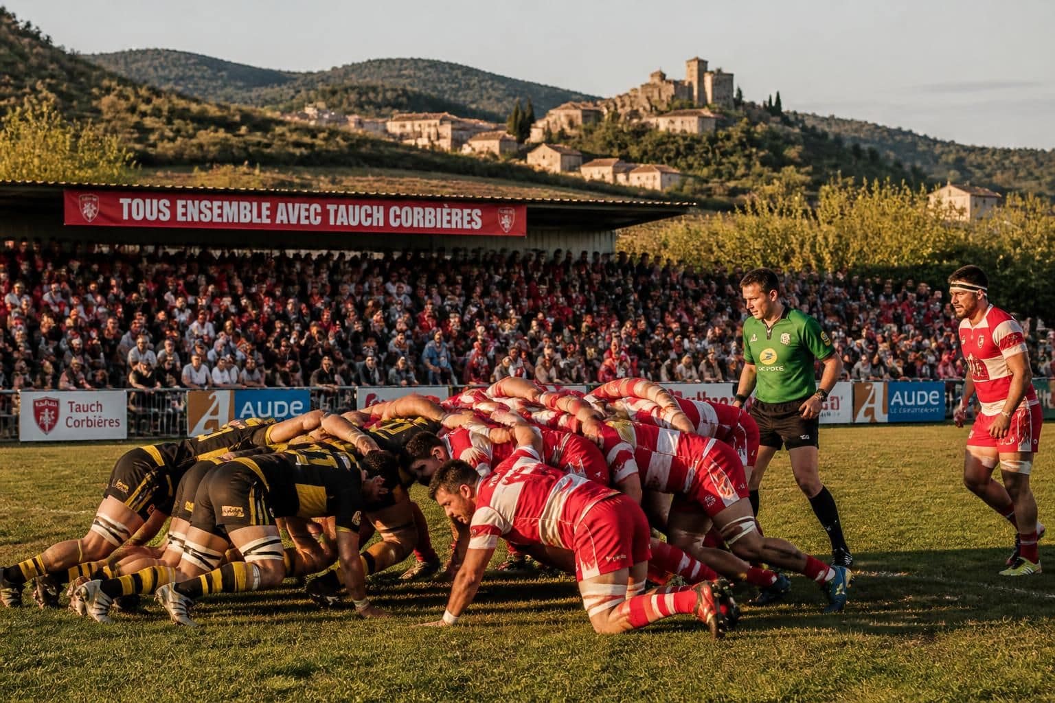 suivez la finale régionale 3 de rugby dans l’aude où tauch corbières est à 80 minutes de réaliser son rêve en remportant le bouclier de champion de france et en ramenant la victoire à tuchan.