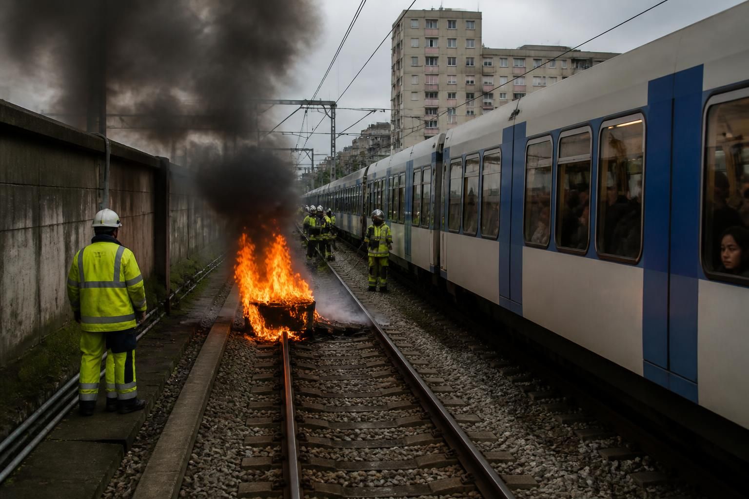 un incendie sur les voies en seine-saint-denis entraîne une immobilisation partielle du rer b, provoquant des perturbations importantes pour les voyageurs.