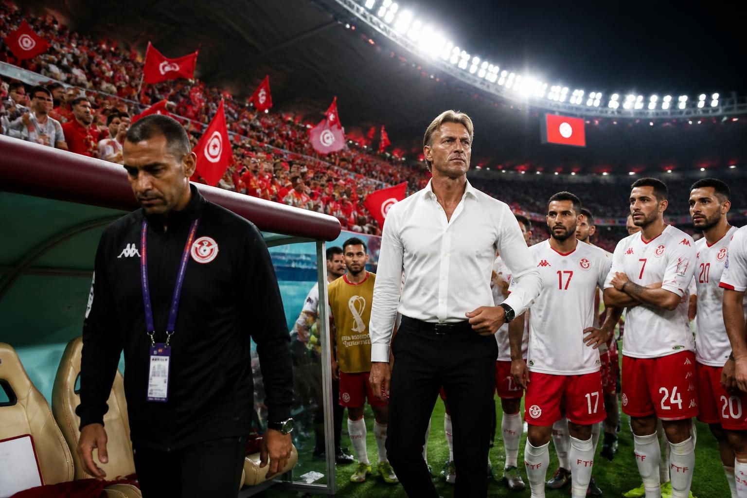 sabri lamouchi remercié en plein mondial, hervé renard nommé nouveau sélectionneur de l'équipe nationale tunisienne pour mener la tunisie dans la suite de la compétition.