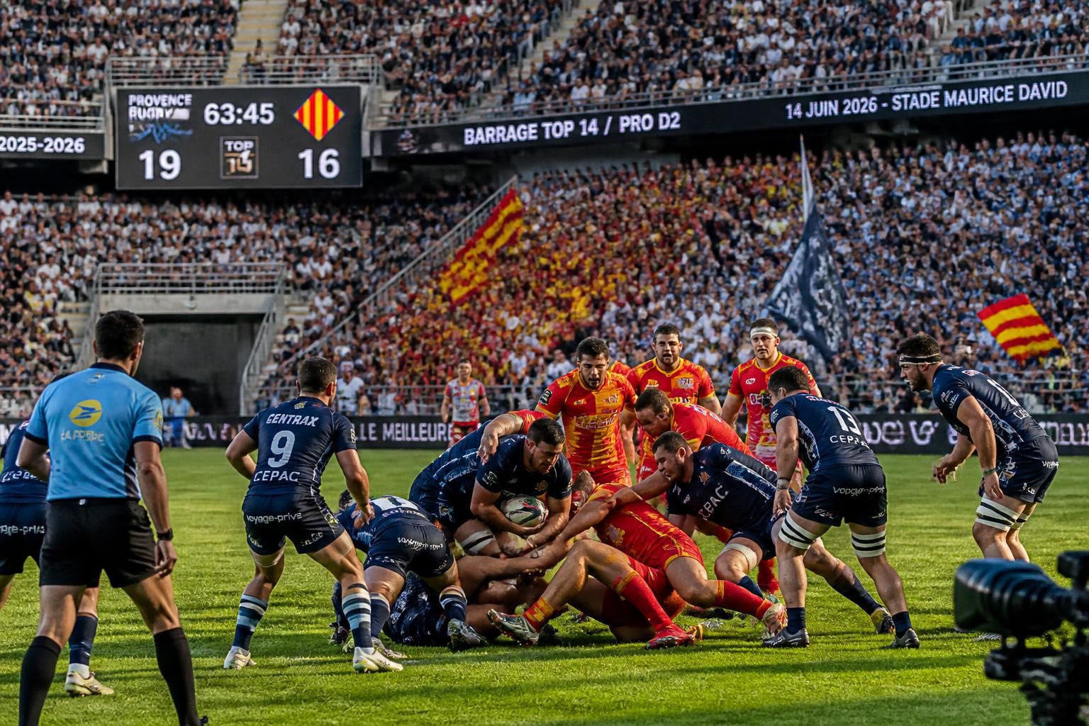 suivez en direct le match barrage top 14 / pro d2 2025-2026 entre provence rugby et perpignan le 14 juin 2026 sur l'équipe. ne manquez rien de ce choc décisif !