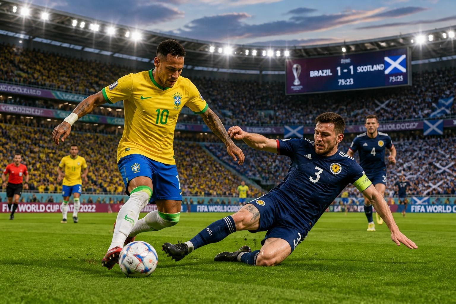 suivez en direct le match choc écosse vs brésil en coupe du monde. retrouvez le calendrier complet des rencontres et toutes les infos sur onefootball.