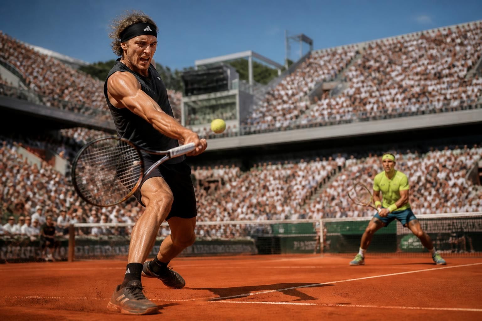 revivez la victoire spectaculaire d'alexander zverev contre rafael nadal à roland-garros, un match intense qui propulse zverev en demi-finales du tournoi de tennis.