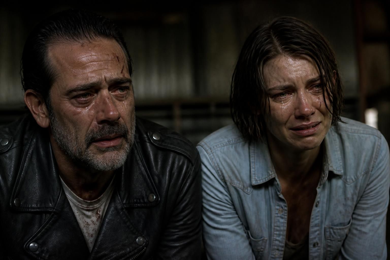jeffrey dean morgan et lauren cohan partagent l'émotion intense vécue lors de la scène emblématique de l'arrivée de negan dans the walking dead, restés à genoux et en larmes pendant deux jours.
