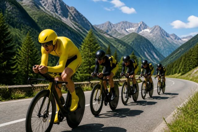 Tour-Auvergne-Rhone-Alpes-Visma-Lease-a-Bike-triomphe-dans-le-contre-la-montre-par-equipes-tandis-que-Baudin-conserve-le-maillot-jaune-640x427 Mbappé et Vinícius réunis après plus d’un mois d’absence : retrouvailles sportives attendues