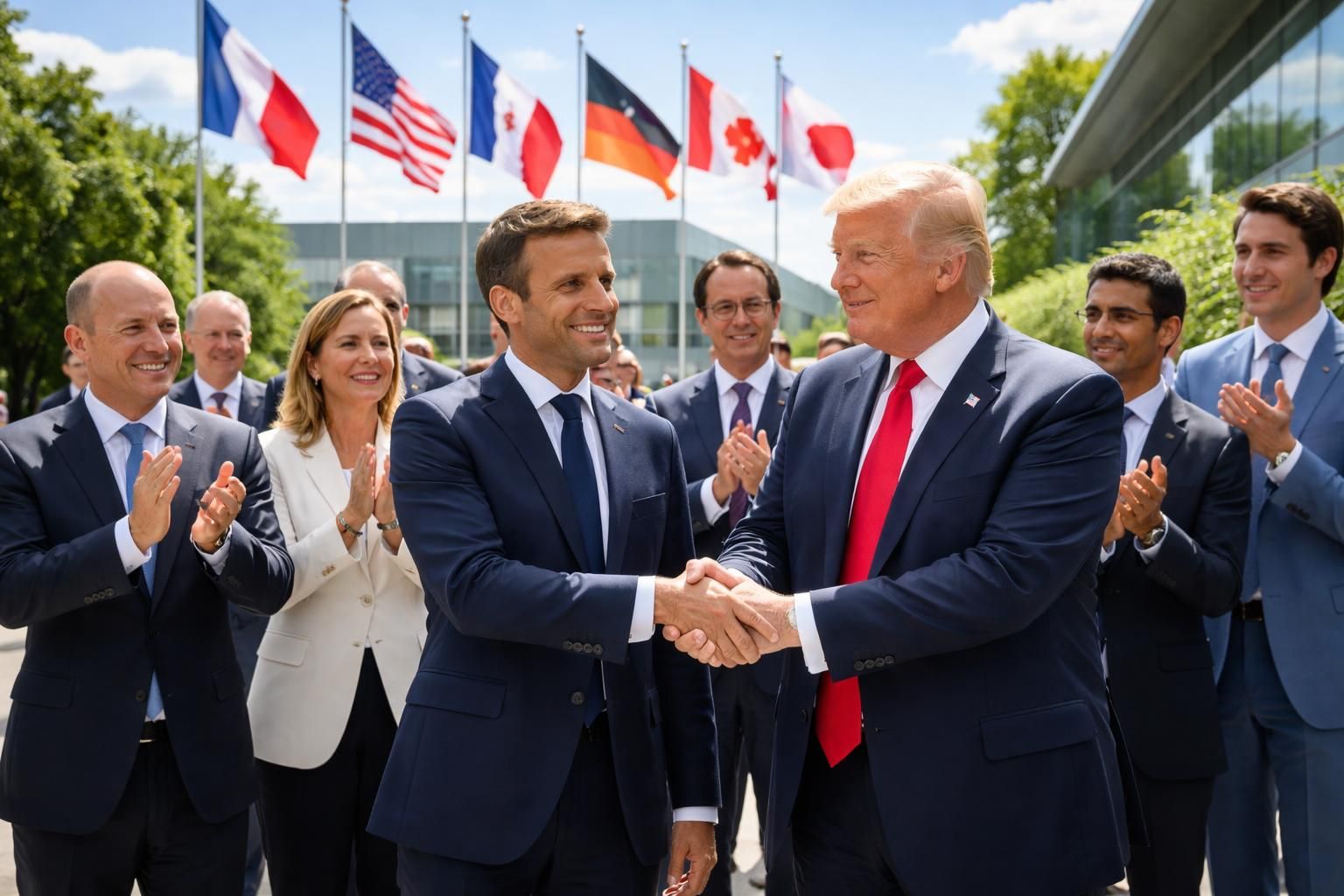 découvrez comment emmanuel macron et les dirigeants européens saluent au g7 le changement de ton positif de donald trump, marquant une avancée notable dans les relations internationales.