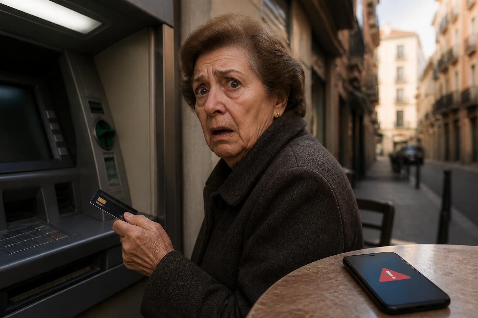 une octogénaire espagnole victime d'une arnaque au distributeur : sa carte bancaire volée et son compte vidé de lourds montants. découvrez les détails de cette fraude inquiétante visant les personnes âgées.