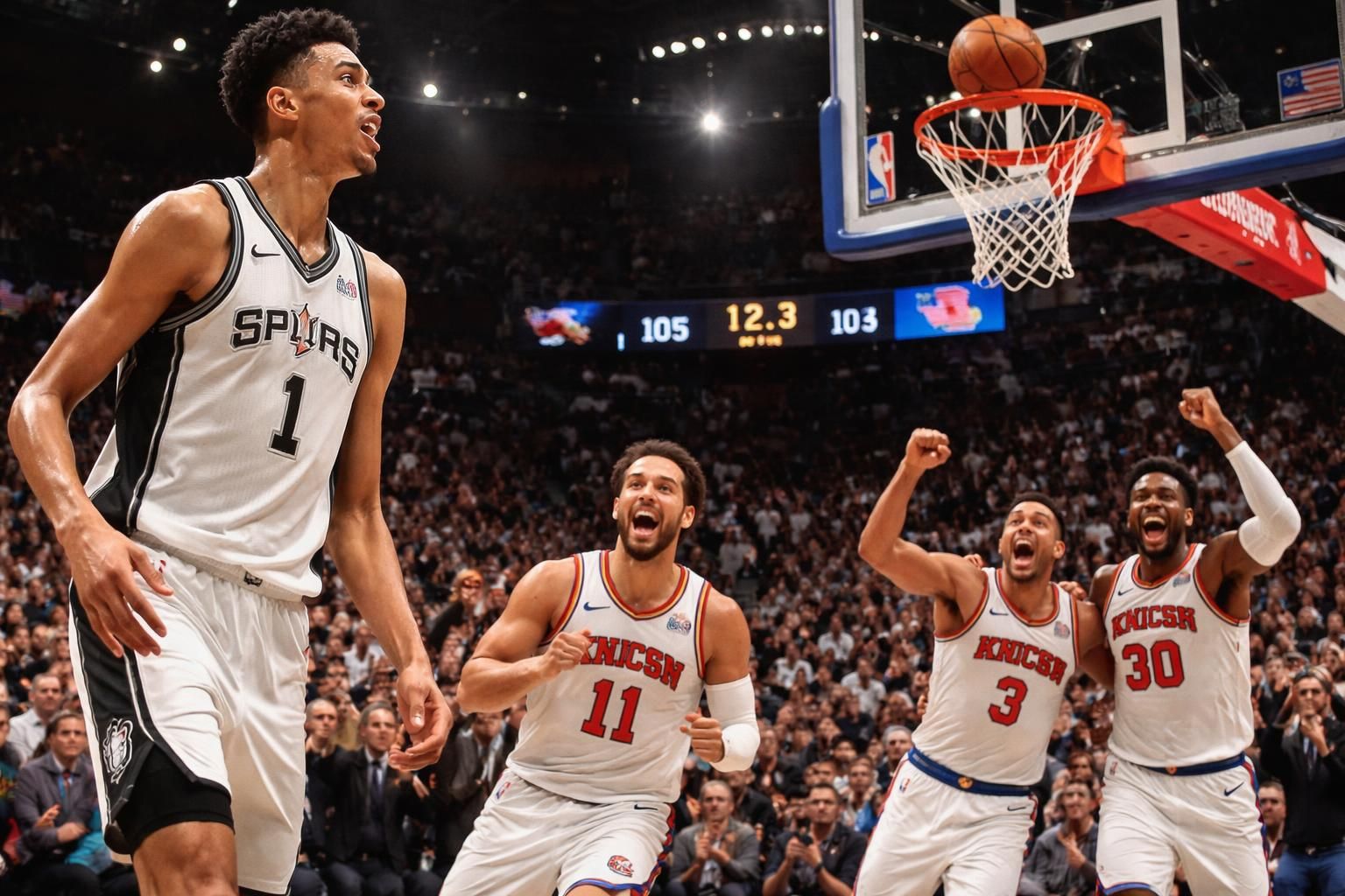 revivez le moment crucial où victor wembanyama rate le tir décisif, permettant aux new york knicks d'élargir leur avance lors d'un match intense sur eurosport.