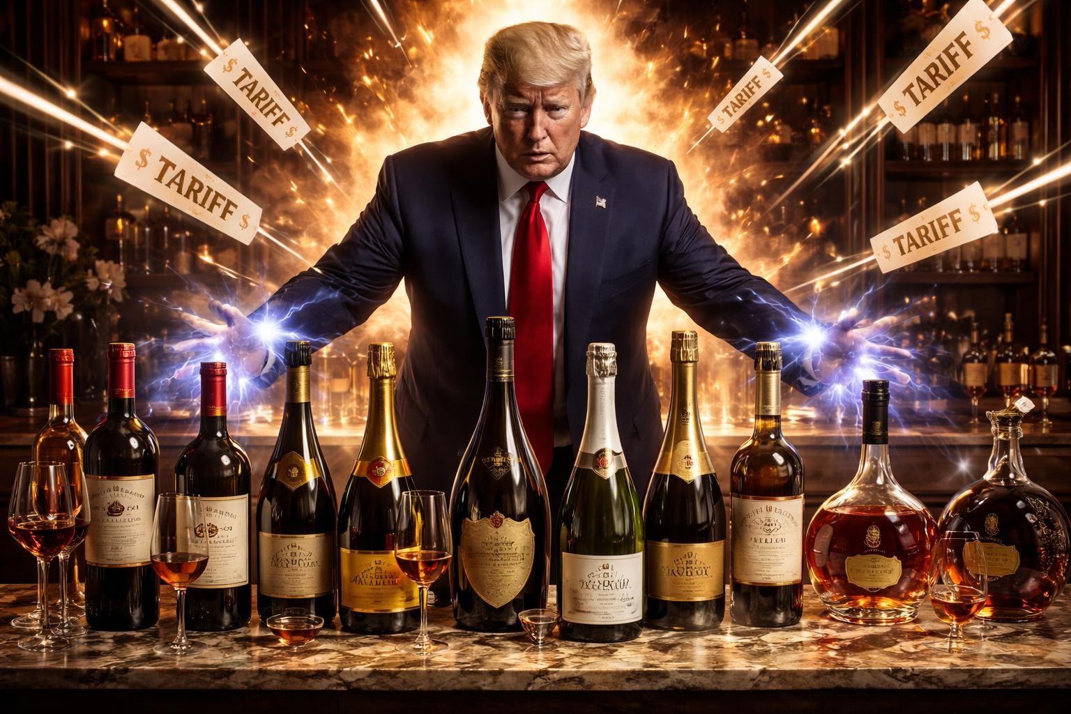 découvrez comment donald trump impose des menaces spectaculaires et des droits de douane ciblés sur les vins, champagnes et spiritueux français, impactant ainsi le marché international.