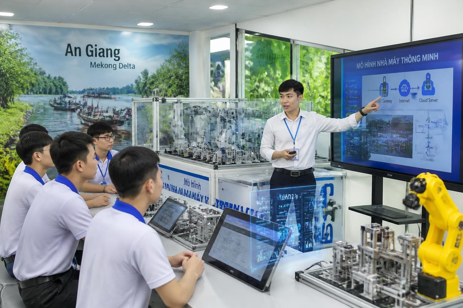 à an giang, un jeune professeur innove dans la formation professionnelle en intégrant les technologies de l’industrie 4.0, transformant ainsi l'apprentissage et les compétences des étudiants.
