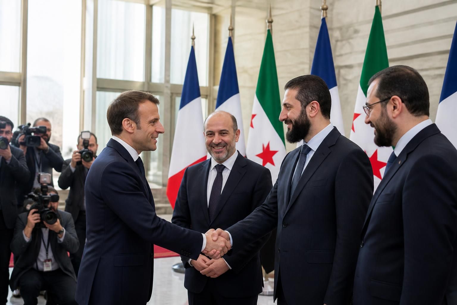 al-charaa annonce la signature d'accords majeurs lors de la visite officielle de macron en syrie, marquant une étape importante dans les relations bilatérales - sanaa.