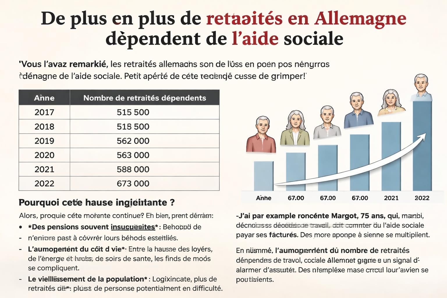 en allemagne, la proportion de retraités dépendant de l'aide sociale augmente continuellement, soulignant les défis économiques et sociaux liés au vieillissement de la population.