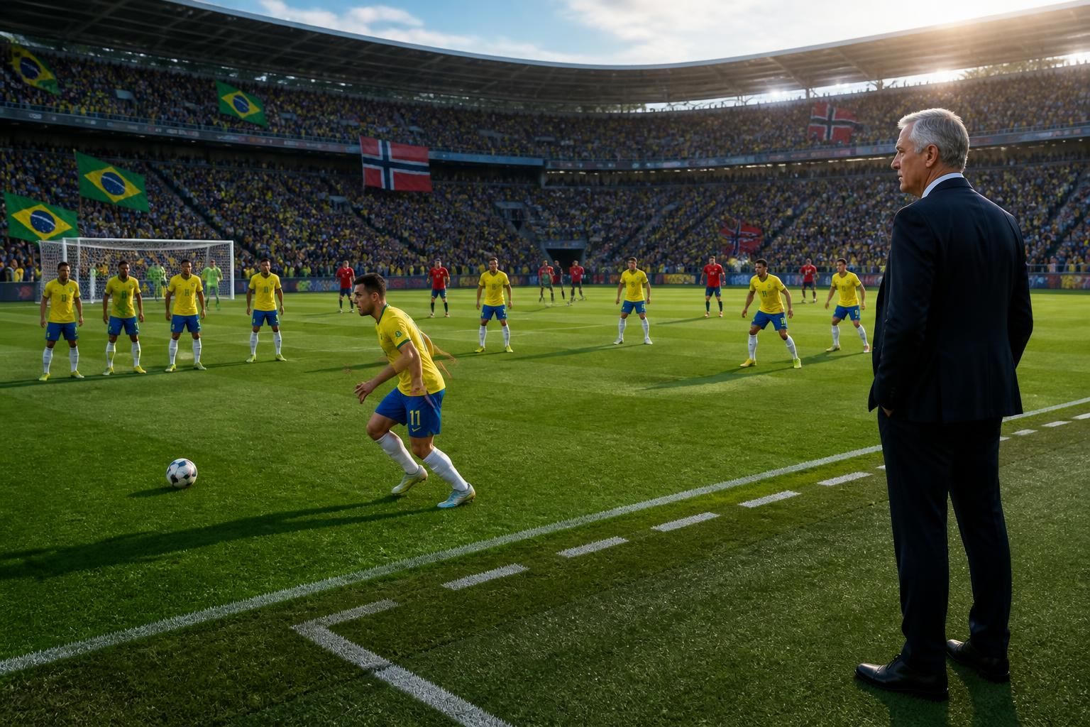 découvrez l'analyse du match brésil-norvège où ancelotti opte pour un audacieux 4-2-4 avec gabriel martinelli en avant, malgré l'absence de neymar. suivez les stratégies et les enjeux de cette confrontation intense.