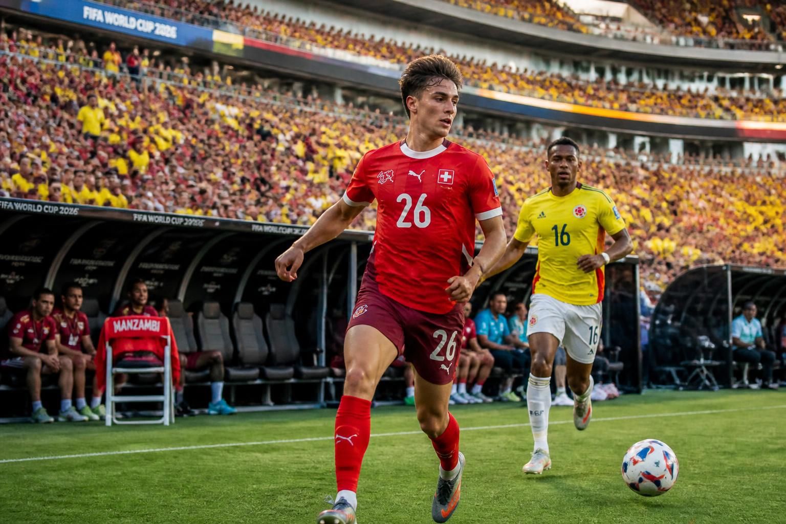 suivez en direct la coupe du monde 2026 avec le match suisse vs colombie. découvrez toutes les dernières infos : manzambi forfait, jashari titulaire dès le début. suivez-le en exclusivité sur rtbf.