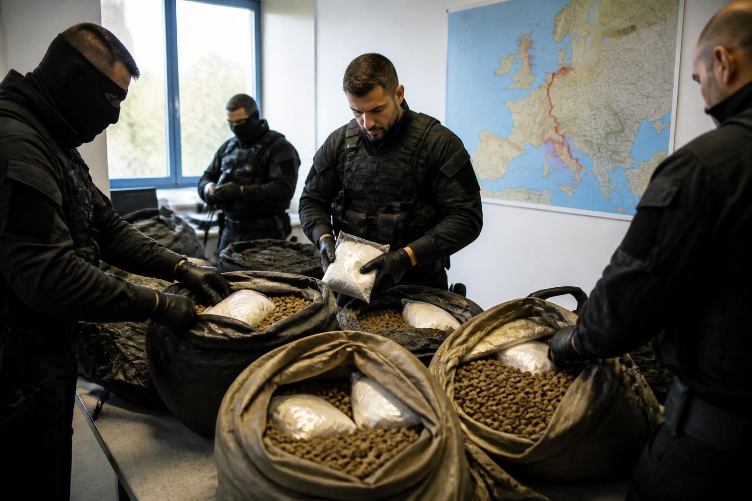 enquête et démantèlement d'un réseau international de trafic de kétamine dissimulée dans des sacs de croquettes, reliant les pays-bas aux alpes-maritimes.