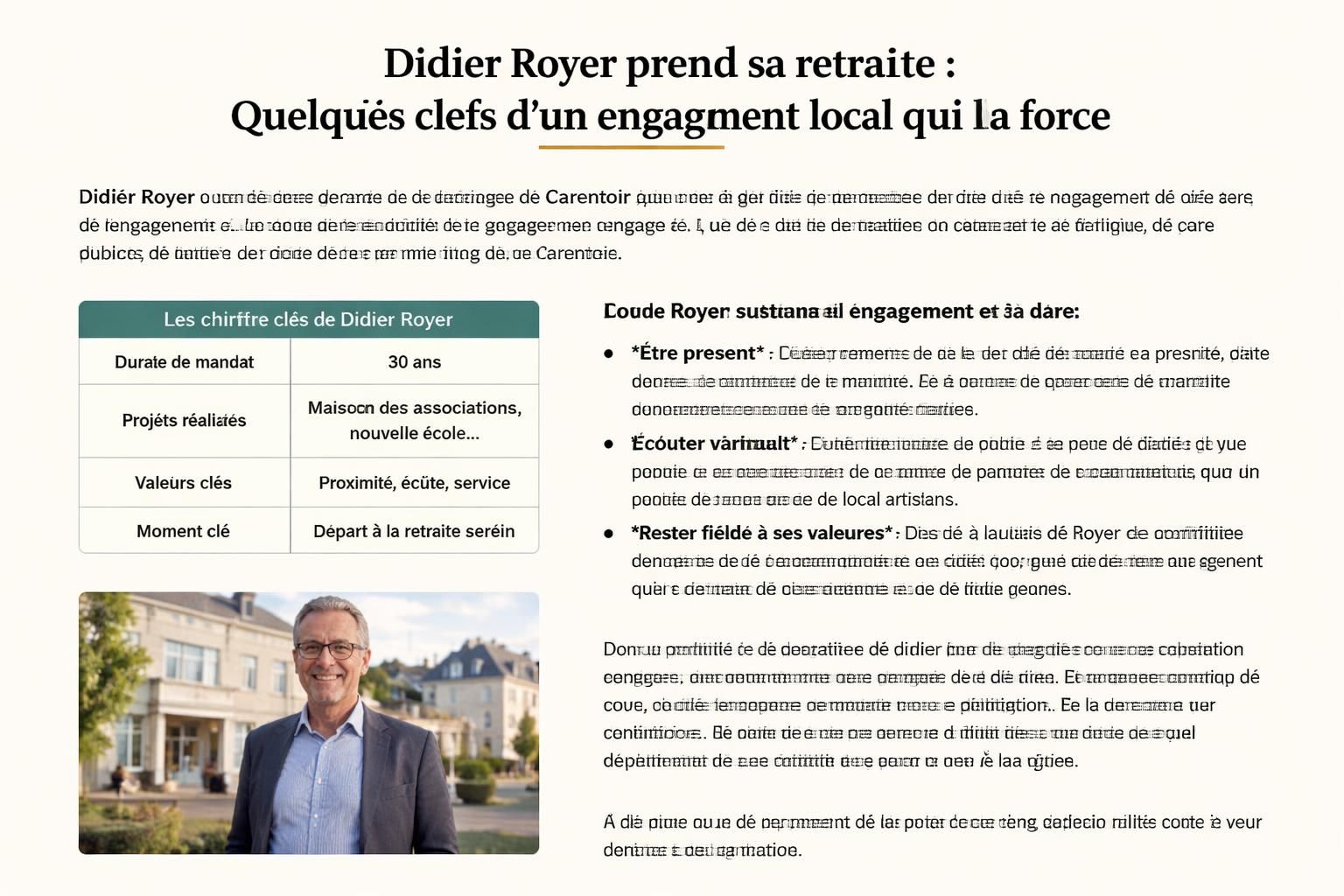 découvrez le parcours exceptionnel de didier royer, qui a consacré trente ans au service de la mairie de carentoir avant de profiter d'une retraite bien méritée.