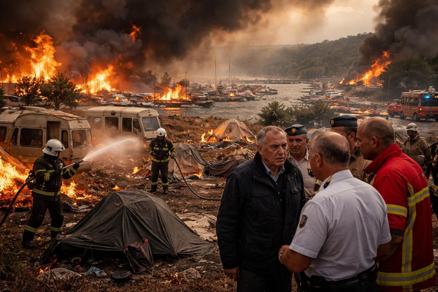 suivez en direct les incendies dans l’aude avec des campings évacués, le port de plaisance en feu et des autoroutes fermées. laurent nuñez se rend sur place pour un bilan précis de la situation.