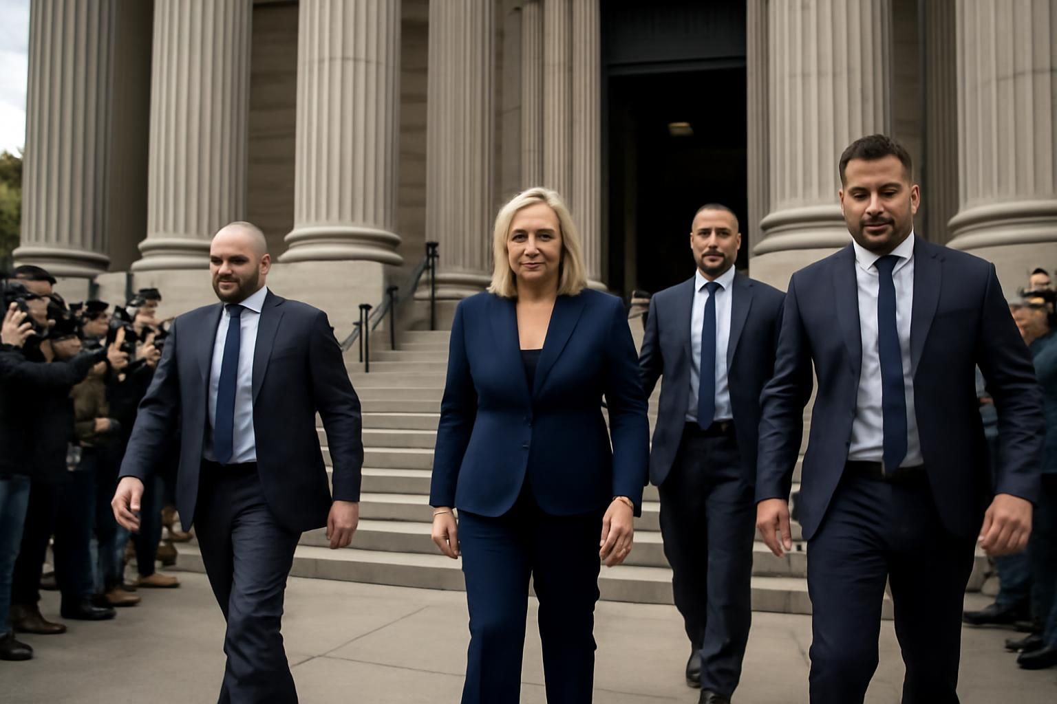 suivez en direct l'arrivée de marine le pen au palais de justice pour l'audience de son appel, marquant le début officiel du procès.